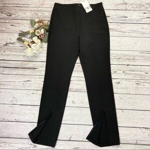 Zara black trousers with front vent NWT